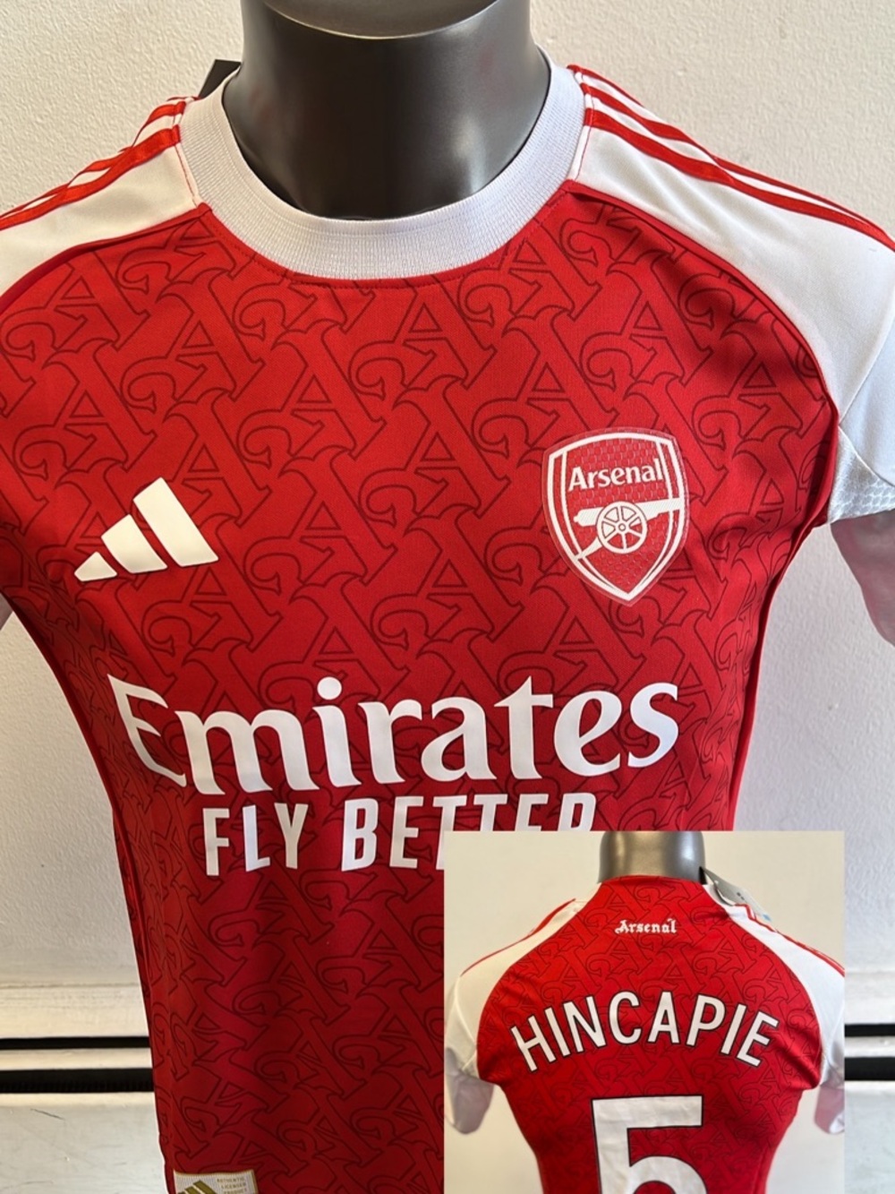 adidas Arsenal Red and White Hincapie #5 Home Jersey